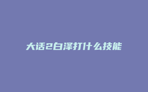 大话2白泽打什么技能