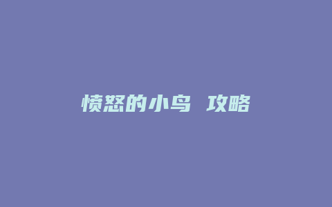 愤怒的小鸟 攻略