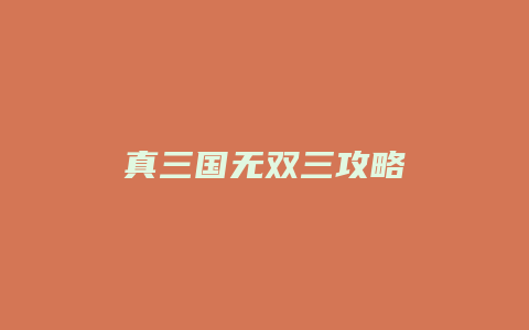 真三国无双三攻略