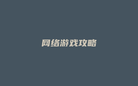 网络游戏攻略