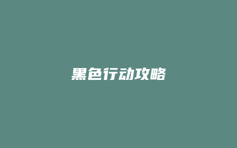 黑色行动攻略