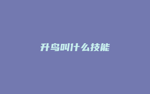 升鸟叫什么技能