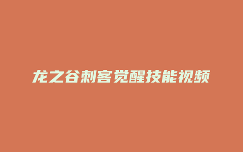 龙之谷刺客觉醒技能视频