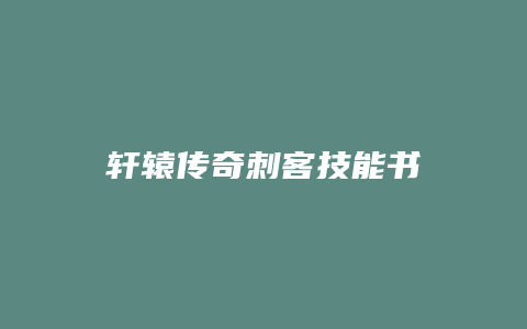 轩辕传奇刺客技能书
