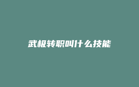 武极转职叫什么技能