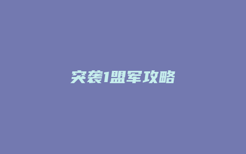 突袭1盟军攻略