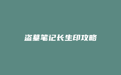 盗墓笔记长生印攻略