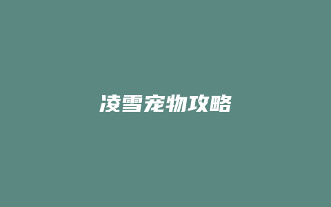 凌雪宠物攻略