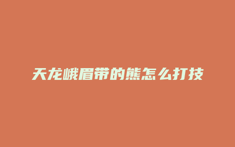天龙峨眉带的熊怎么打技能