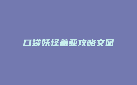 口袋妖怪盖亚攻略文图