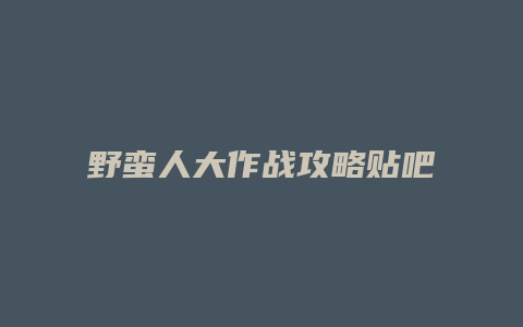 野蛮人大作战攻略贴吧