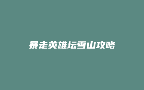 暴走英雄坛雪山攻略
