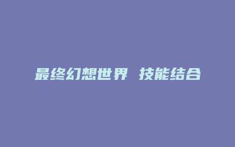 最终幻想世界 技能结合