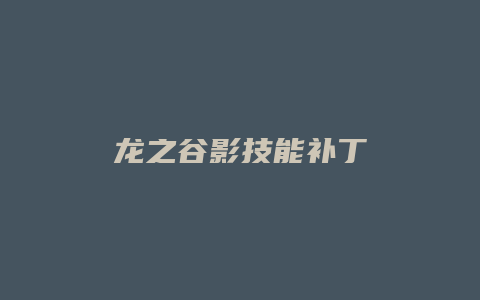 龙之谷影技能补丁