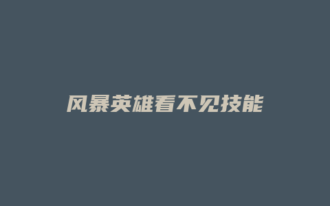 风暴英雄看不见技能